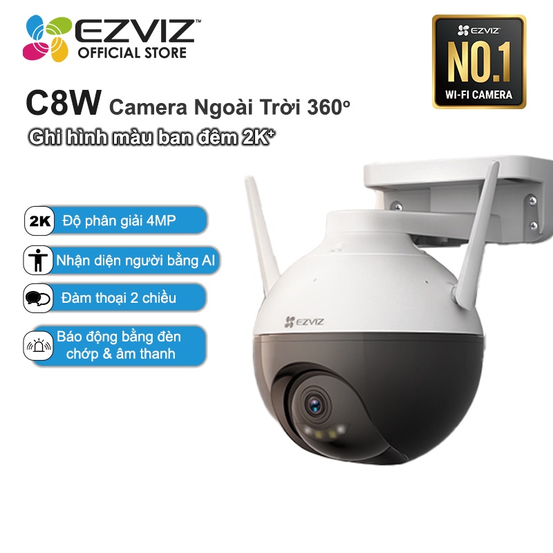 Camera WI-FI EZVIZ C8W 4MP ,Ngoài Trời 360 Độ, Đàm Thoại 2 Chiều, Có Màu Ban Đêm - Hàng Chính Hãng - Camera IP Nhãn hàng Ezviz | 