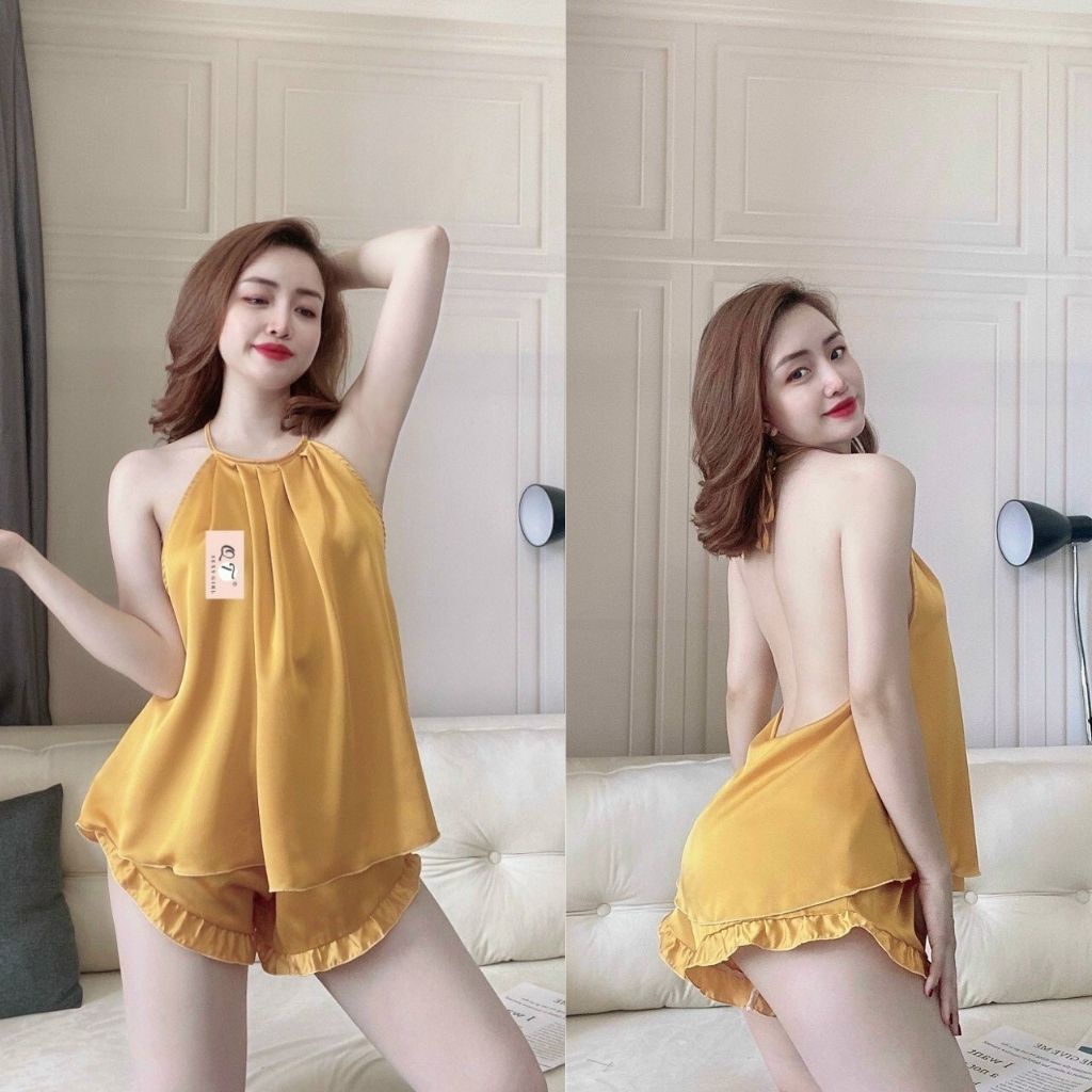 Đồ ngủ nữ❣️FREE SHIP❣️Đồ ngủ sexy lụa Satin cao cấp mềm mại xinh xắn &lt; 63kg