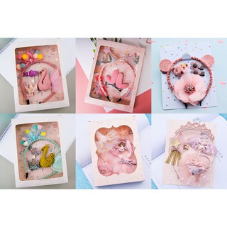 Thanh lý new - Set kẹp tóc 5 món cho bé gái màu hồng bộ đồ cài cột nơ xinh xắn thời trang