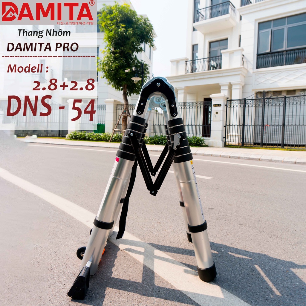 Thang Nhôm Rút Đôi Chữ A 2.8+2.8 mét DAMITA hàn quốc