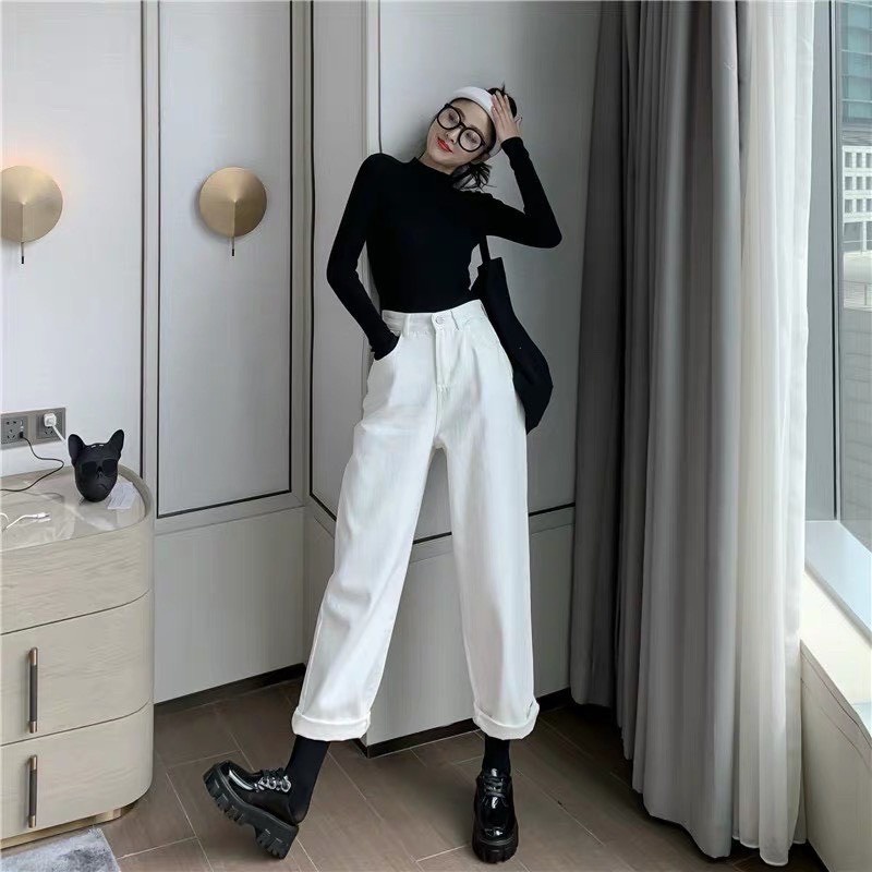 Quần Jeans Nữ Baggy Ống Rộng Form Chuẩn Shop Chất Liệu Cao Cấp Trẻ Trung Cực Hot - Hazo