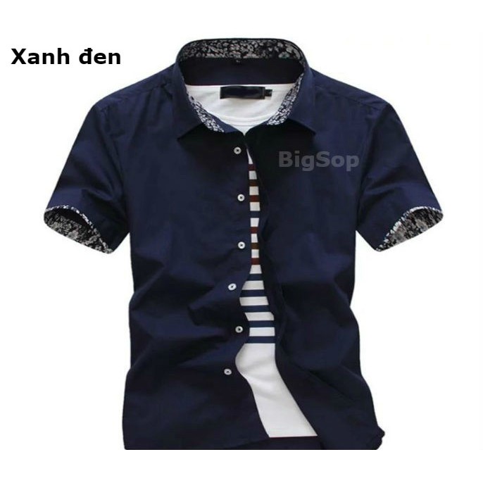 Áo sơ mi ngắn tay xanh đen