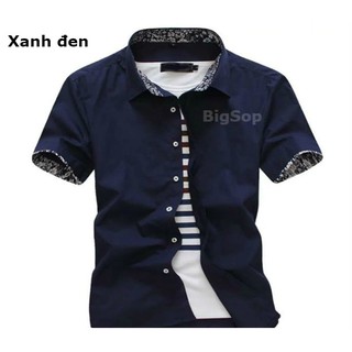 Áo sơ mi ngắn tay xanh đen