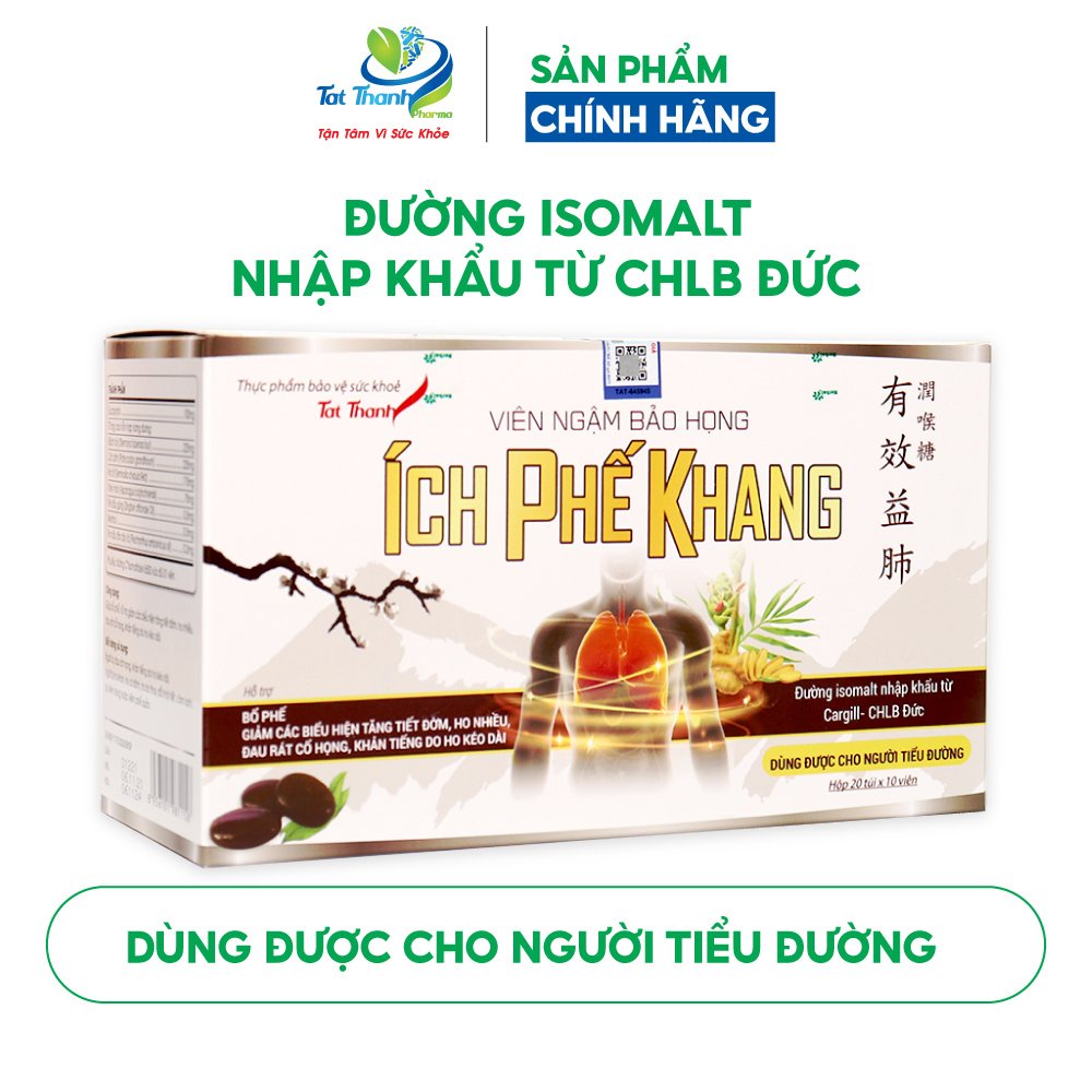 Viên ngậm ho bảo họng Ích Phế Khang Tất Thành Pharma bổ phế tiêu đờm (1 Túi x 10 viên)