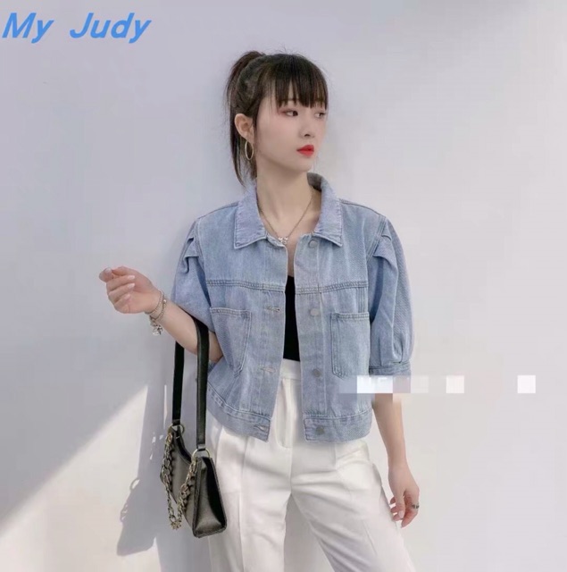 Áo khoác jean tay bồng lửng siêu hot