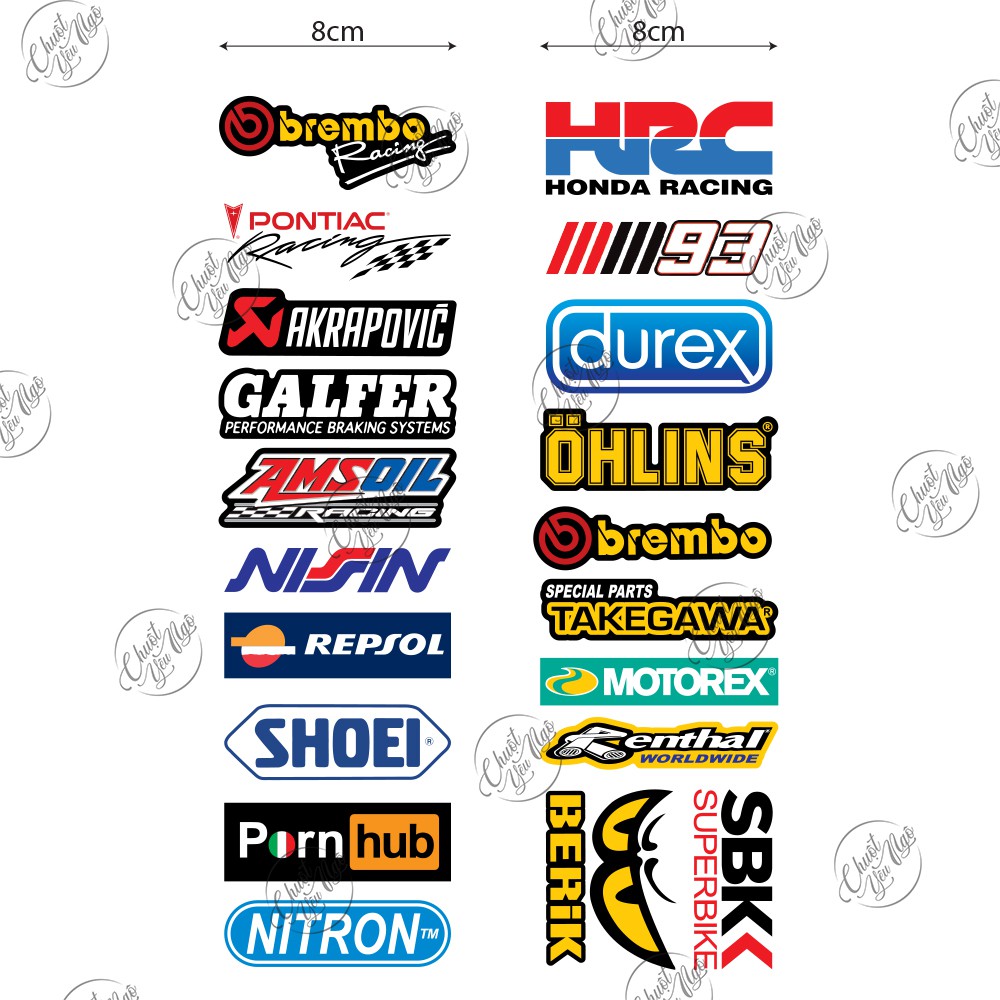 Combo 20 logo decal tem xe chống nước chất lượng cao