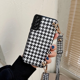 Ốp Lưng Samsung Galaxy Note 20 Ultra / Note 20  / Note 10 Plus / Note 10 / Note 9 Houndstooth Kèm Dây Đeo Dài