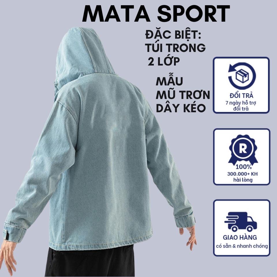 Áo khoác jean mũ to khoorngr lồ dây kéo 2 chiều Limit cao cấp size 40-75kg