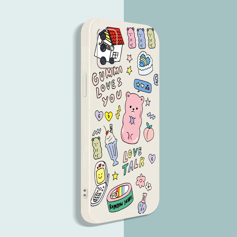 Ốp lưng samsung viền vuông A31/ A51/ A71/ A13/ A33/ A53/ A12/ A22/ A32/ A52/ A02S/ A03S/ A21S STICKER GẤU DỄ THƯƠNG