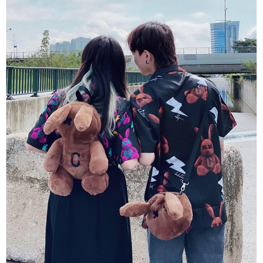 [CLIP THẬT] Áo sơ mi tay ngắn họa tiết BAD RABBIT tay lỡ, FORM UNISEX | BigBuy360 - bigbuy360.vn