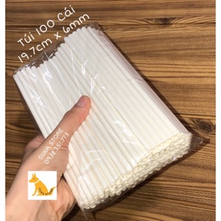 Ống hút giấy phi 6 loại 1 dày - túi 100 ống hút giấy loại 1