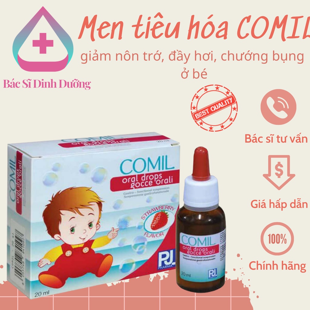 MEN TIÊU HÓA COMIL giảm nôn trớ, đầy hơi, chướng bụng ở trẻ