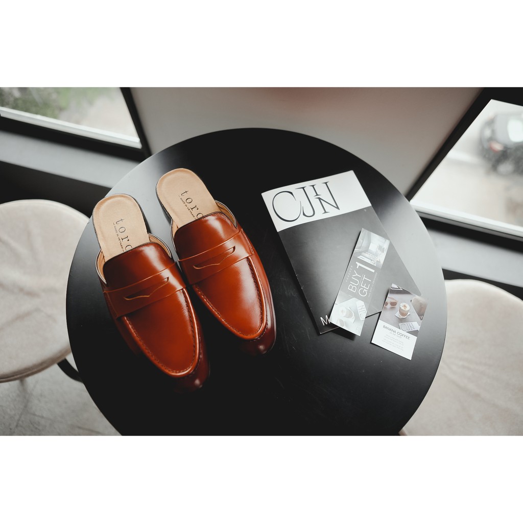 GIÀY SỤC NAM HỞ GÓT  ĐAI KHOÉT DA BÒ NGUYÊN TẤM TOROSHOES MÃ M648