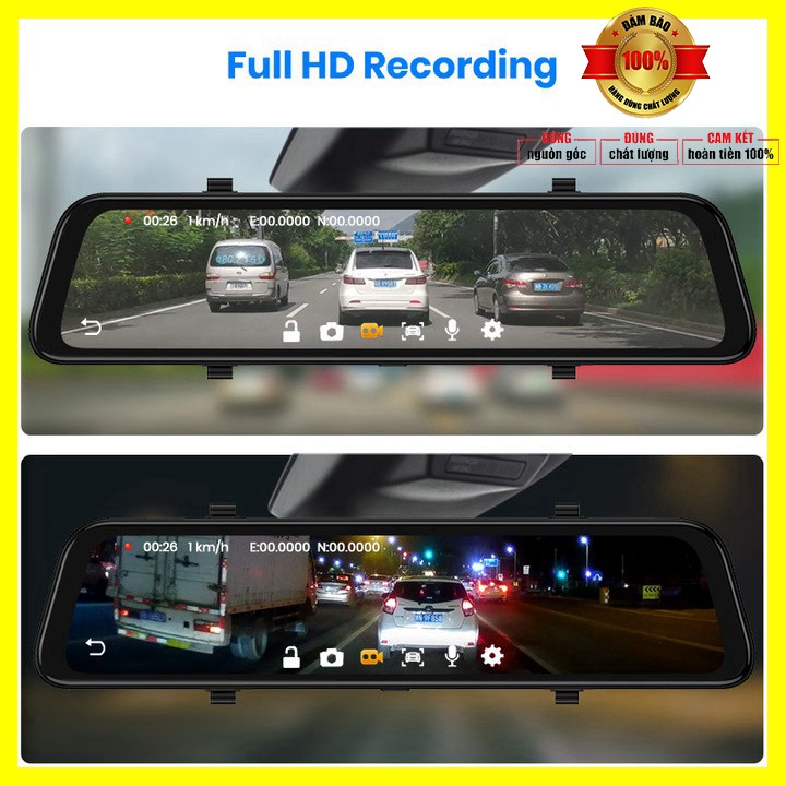 Camera hành trình gương ô tô cao cấp Whexune D50 màn hình 12 inch, 4G, Wifi, GPS - Bảo hành 12 tháng