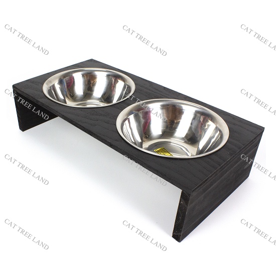 KHAY ĂN BẰNG GỖ SIÊU CỨNG, KÈM BÁT ĂN CHÓ MÈO BẰNG INOX MS.67