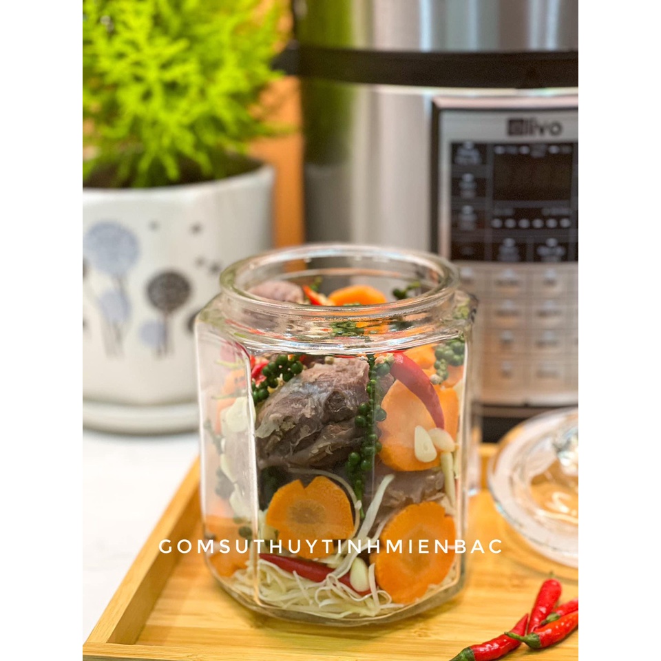 Lọ thủy tinh đựng gia vị lục giác 900ml