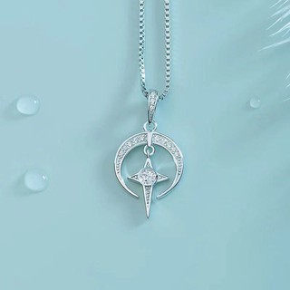 (100% Bạc S925) Dây chuyền bạc Mặt trăng sao đính đá - Trang sức Bạc Panmila (MDC.X020)
