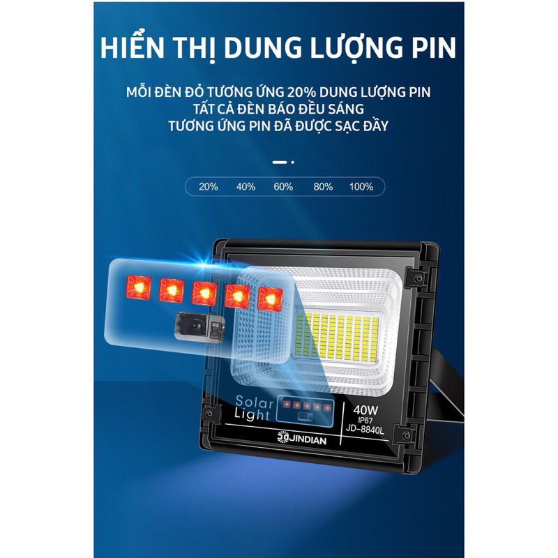 [JD-8825L] Đèn Năng Lượng Mặt Trời JinDian JD-8825L Công Suất 25W - Mẫu Mới 2020, Khung Nhôm