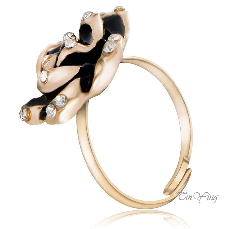 GETNOIVAS Nhẫn Hở Hợp Kim Hình Hoa Hồng Đính Đá Xinh Xắn