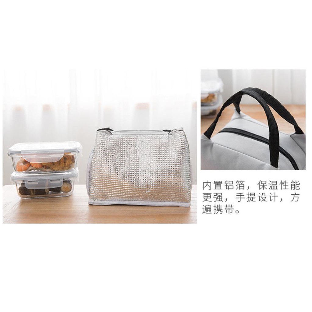 (Mẫu 3) Túi giữ nhiệt đựng cơm và đồ ăn  KN STORE có quai xách tiện lợi