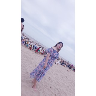Đầm maxi trễ vai hoa Donna