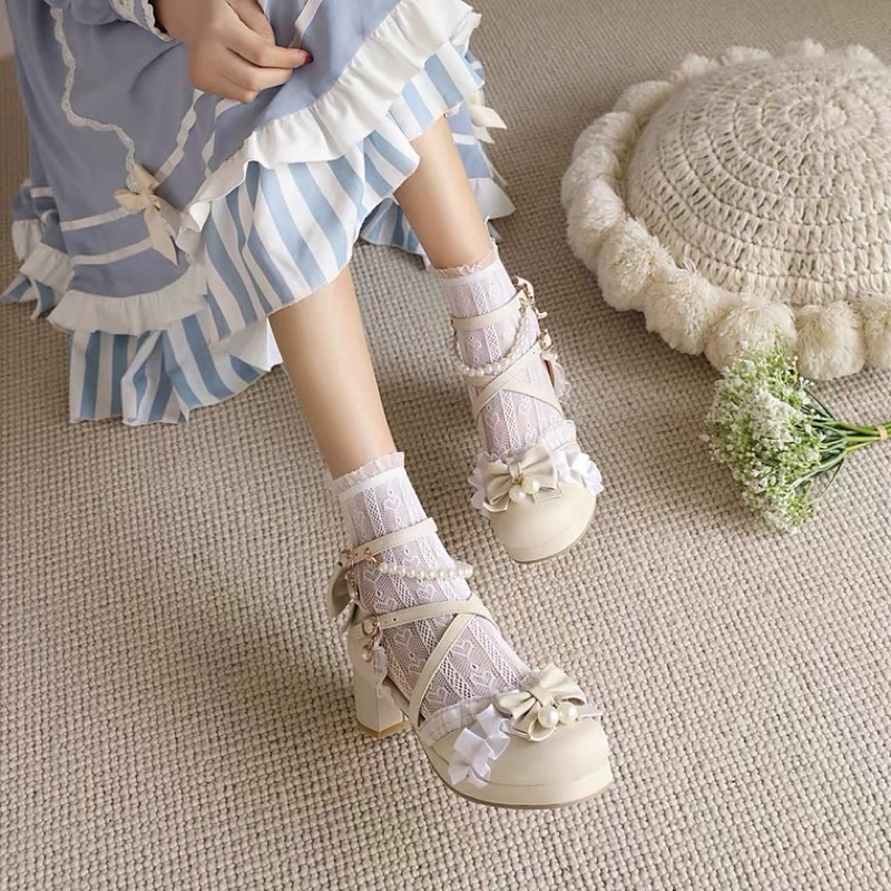 Giày sandal cao gót phong cách lolita Nhật Bản kiểu dáng tiểu thư thời trang 2022 dành cho nữ