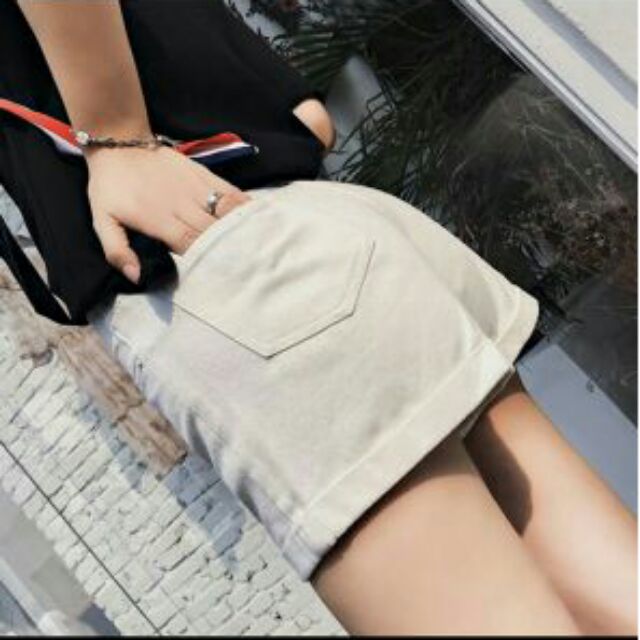 Quần short nữ kiểu lật lai - MIN Boutiques - Ảnh thật - Quần short kaki