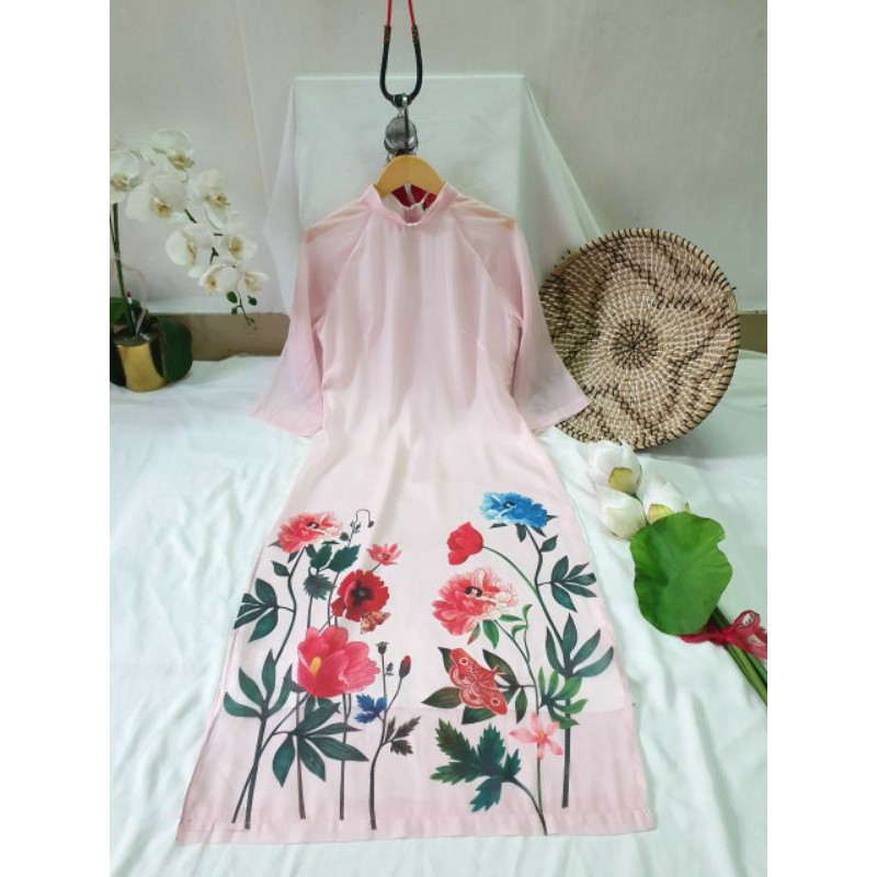 Siêu phẩm áo dài tơ ong 4 tà cao cấp đẹp sang chảnh mềm mai