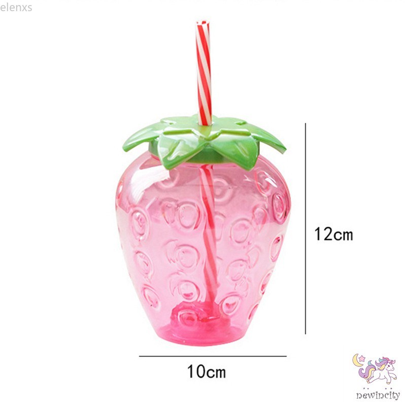 Bình nước hình quả dâu có ống hút phong cách Hàn Quốc