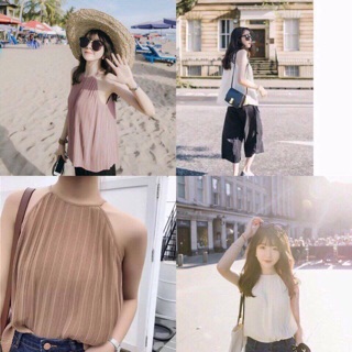 Áo cổ yếm dập ly đẹp xuất sắc