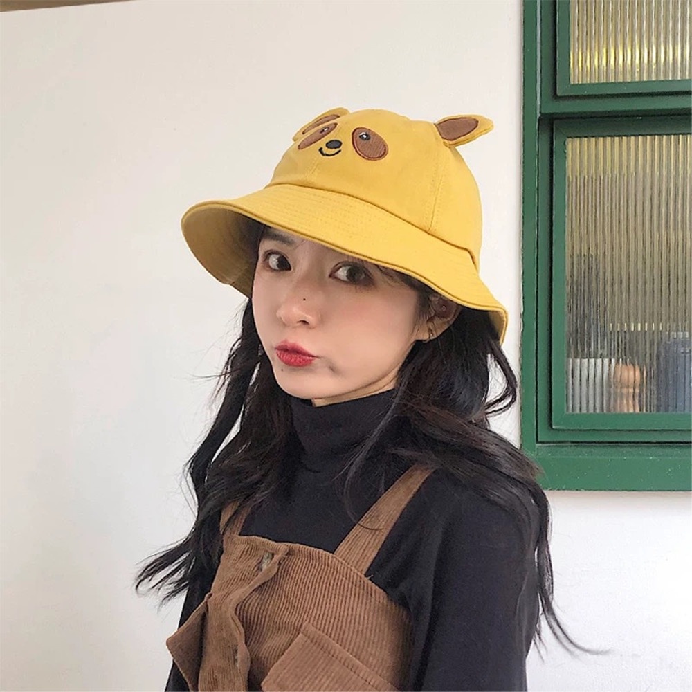 Mũ xô cotton chống nắng in hình gấu trúc dễ thương xinh xắn thời trang xuân hè cho nam và nữ