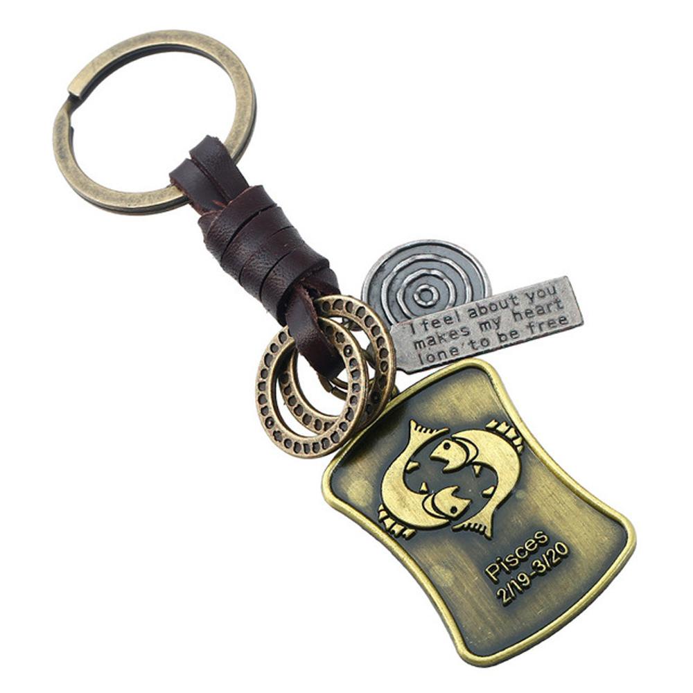 Móc Khóa Mặt Kính Cabochon Hình 12 Cung Hoàng Đạo
