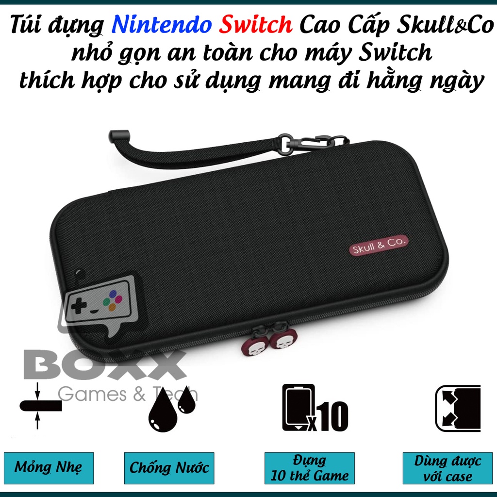 Túi EDC Case Skull & Co cho máy Nintendo Switch, Túi đựng máy Nintendo Switch cao cấp Skull & Co
