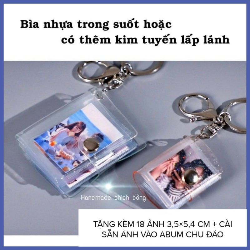 Móc khóa Abum ảnh tặng kèm 20 ảnh loại 2inch( ib để chọn màu )