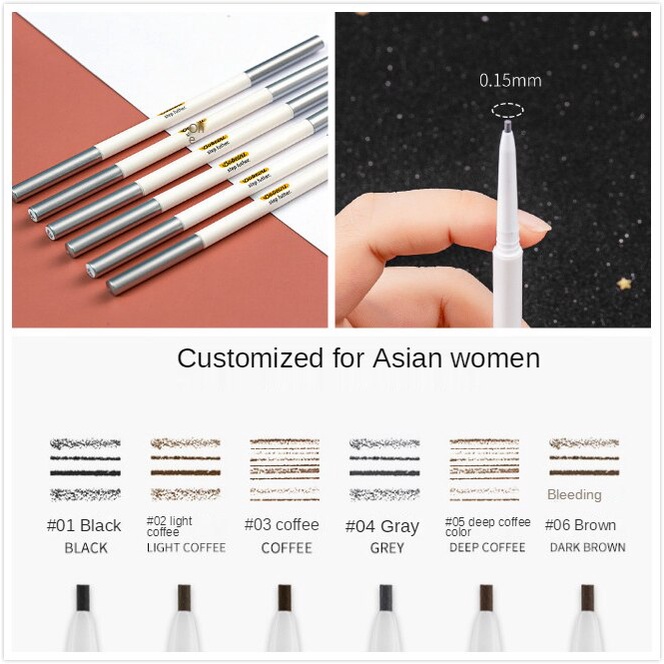 Bút kẻ lông mày hai đầu ngòi siêu mỏng chống thấm nước chống mồ hôi không để lại dấu