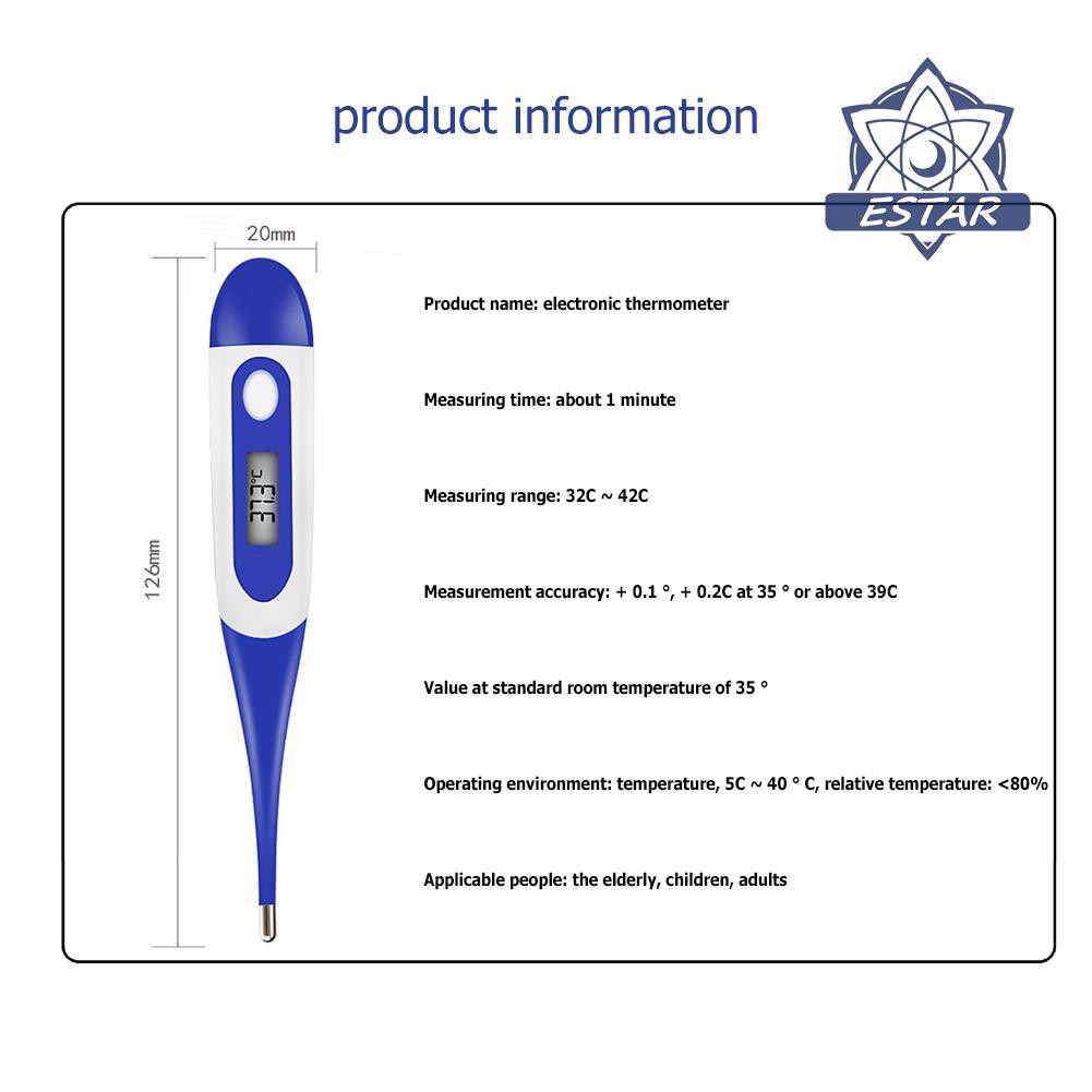 LCD Nhiệt kế kỹ thuật số Bé Người lớn Trẻ em Nách miệng Cơ thể Sốt Nhiệt độ không thấm nước Thử nghiệm