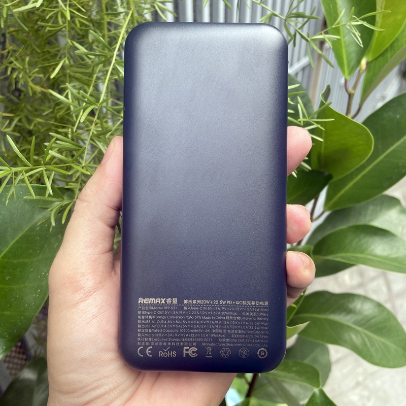 Pin dự phòng sạc nhanh Remax RPP-521 Bole Series 20000mAh QC 22.5W và PD 20W - tích hợp 2 input 3 output