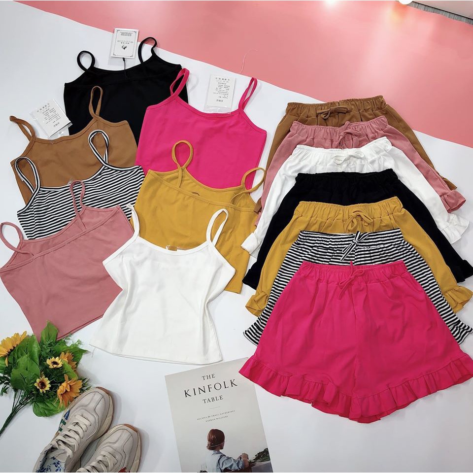 [Mã WARN10 giảm 10k đơn 99k] Bộ cộc 2 dây croptop + quần viền siêu đẹp (ảnh, video thật) | BigBuy360 - bigbuy360.vn