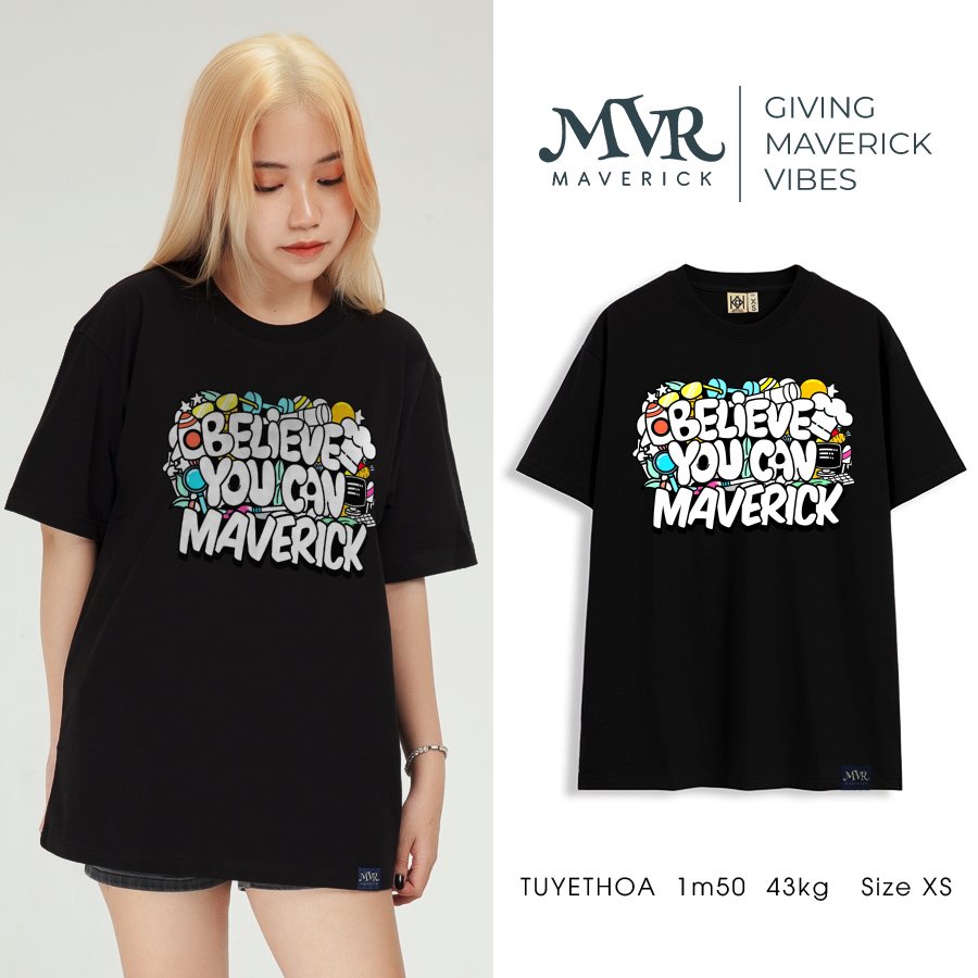 Áo phông thun Cotton unisex tin rằng bạn có thể phong cách MVR size rộng tee Mỹ BB4099