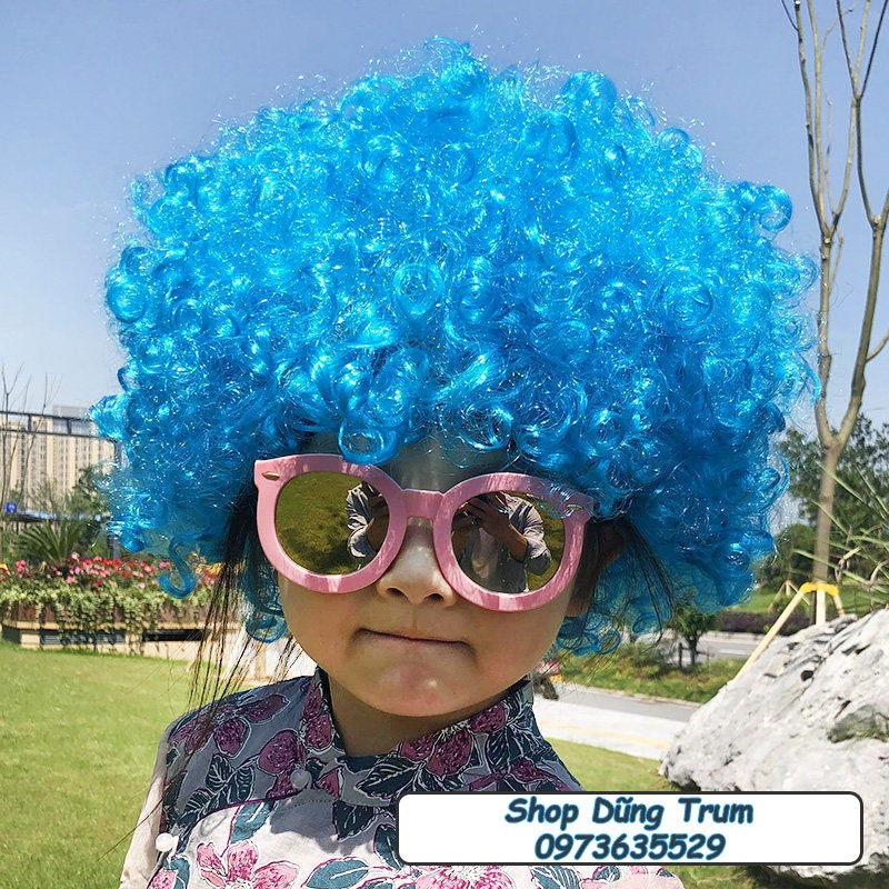 Tóc giả hóa trang chú hề hài hước nhiều màu một màu