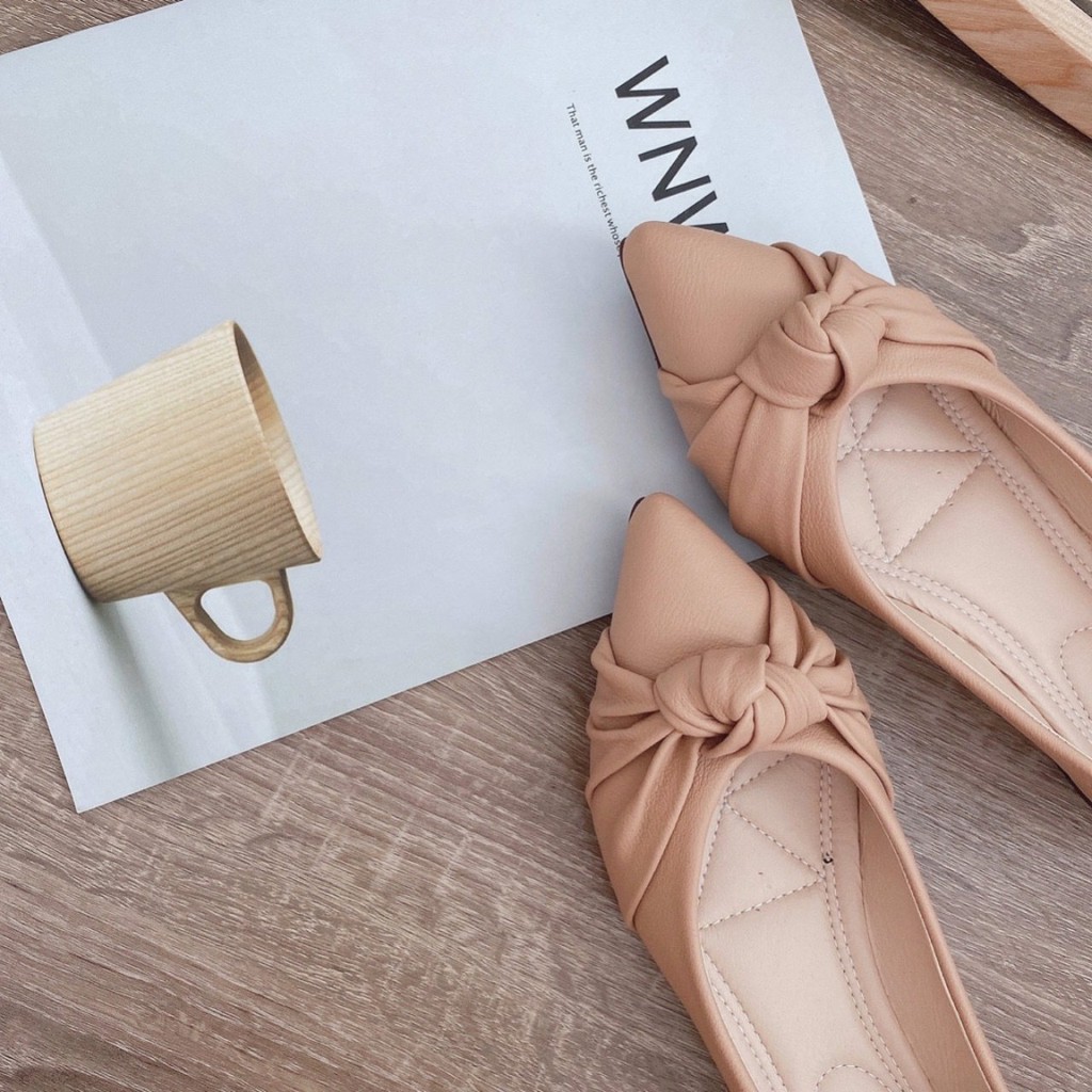 Giầy búp bê mũi nhọn (LOẠI 1 ĐẸP - FREESHIP), thiết kế nơ, đệm hơi trẻ trung B105 | BigBuy360 - bigbuy360.vn