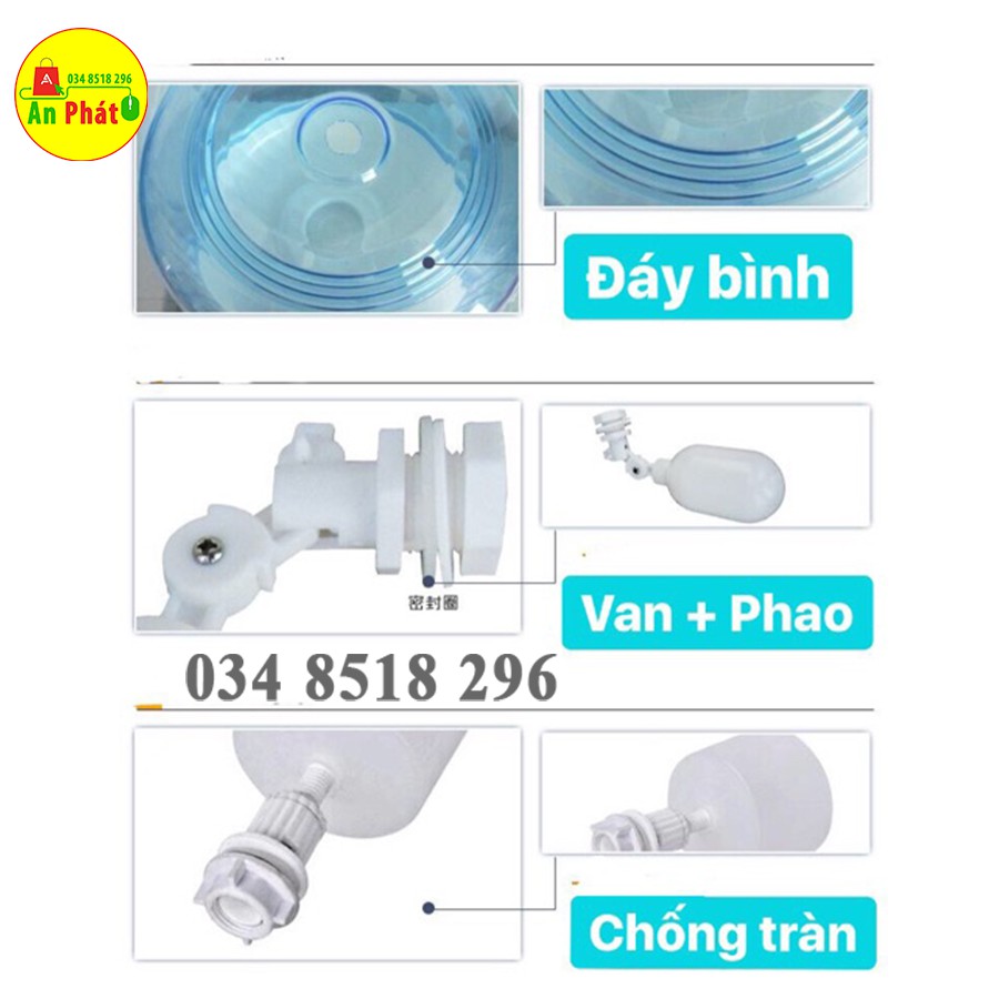 Bình Úp Cây Nước Nóng Lạnh  FREESHIP  Có Phao Chống Tràn Tự Ngắt Và Đầu Lấy Nước Trực Tiếp Từ Máy Lọc Nước