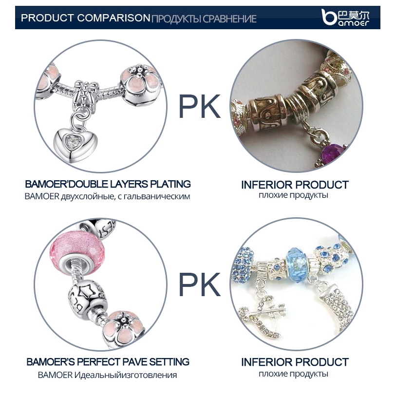 Vòng Tay Bamoer PA1459 Màu Hồng Chính Hãng Cho Nữ | BigBuy360 - bigbuy360.vn