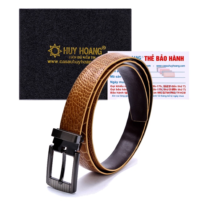 Thắt lưng nữ da đà điểu Huy Hoàng màu vàng bò HP5403