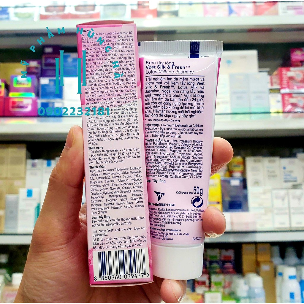 Kem tẩy lông Veet, kem triệt lông dành cho da thường Veet Silk&amp;Fresh Lotus Milk&amp;Jasmine 50g