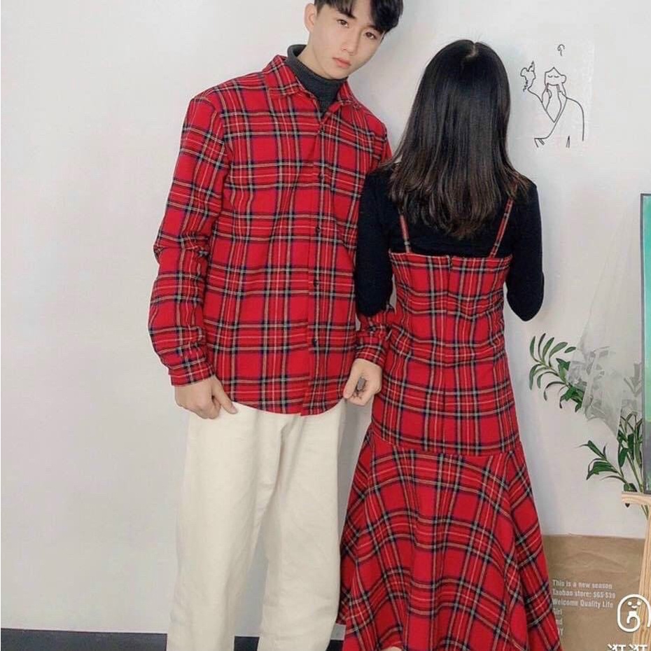 [Freeship] Set đồ đôi couple sơ mi nam, đầm dây nữ thời trang Miamo cao cấp TN61 (Kèm ảnh thật)