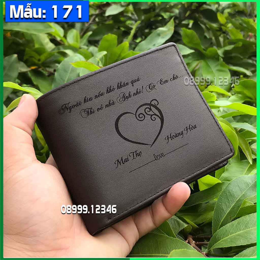 Ví nam chất da bò khắc tên con giáp logo đẹp - KLAKA
