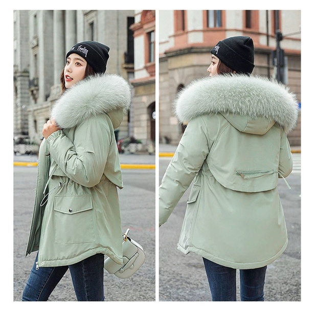 Áo Khoác Nữ Lót Lông Phong Cách Hàn Quốc, Áo Parka Nữ AnyShang Trẻ Trung Và Thời Thượng ANS2108