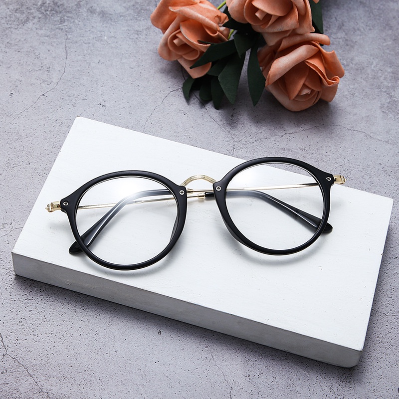 Gọng kính cận thời trang nữ phong cách Ulzzang kim loại mảnh chống ánh sáng xanh thay được tròng cận 074