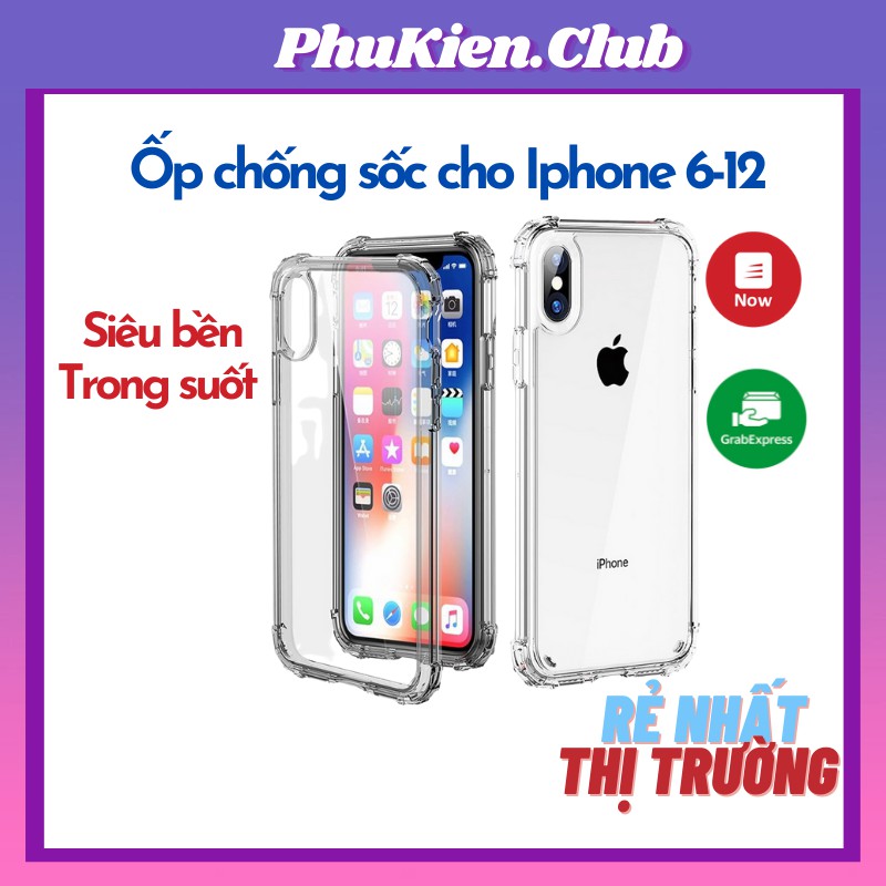 Ốp điện thoại trong suốt chống sốc dành cho Smart Phone 11 Pro Max XR XS X 8 7 6S 6 Plus